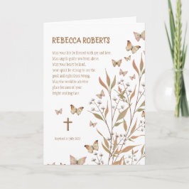 Baptism Girl Watercolor Butterflies Kort
