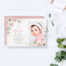 Baptism Girls | Inbjudan till foto-Rosa-vattenfärg