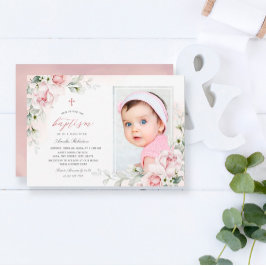 Baptism Girls | Inbjudan till foto-Rosa-vattenfärg