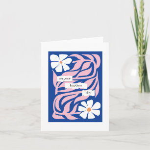 Baptism Grattis Abstrakt Blommigt Daisy Card Kort