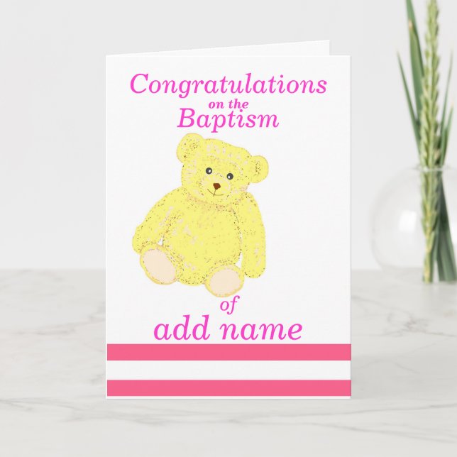 Baptism grattis Card Girl namn front Kort (Framsida)