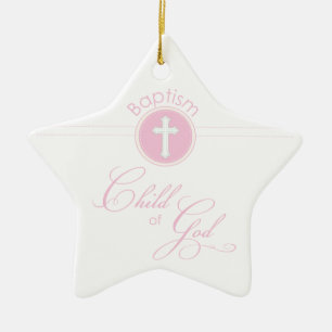 Baptism Grattisar Rosa Guds barn Julgransprydnad Keramik