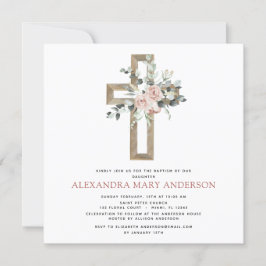 Baptism Greenery Dusty Rosa ros Kor Inbjudningar