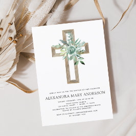 Baptism Greenery Sage Eucalyptus Guld Kor Inbjudningar
