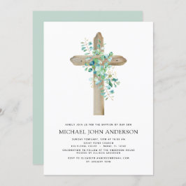Baptism Greenery Sage Eucalyptus-inbjudan Inbjudningar