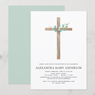 Baptism Greenery Sage Eucalyptus Inbjudningar