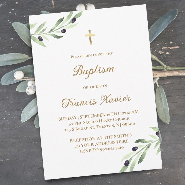 Baptism gren inbjudningar (Skapare uppladdad)