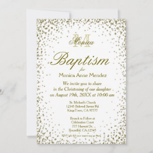 Baptism Guld Confetti Inbjudningar