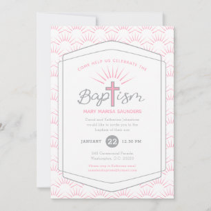 Baptism - halo- och kor-anpassningsbar - rosa av f inbjudningar