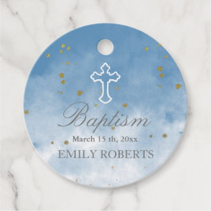 baptism himlar blue elegant monogram gåvor etiketter