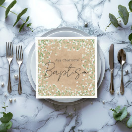 Baptism hos Cute Baby's Bandfärgsblommor Boho Bapt Pappersservett