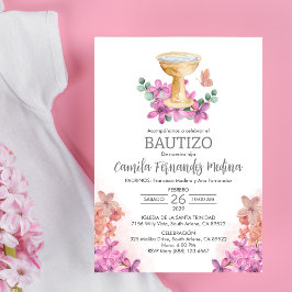 Baptism hos den katolska Bautizo Cute Butterfly Inbjudningar