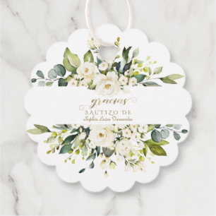 Baptism hos inbautizo Con Flores Gåvor Etiketter
