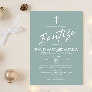 Baptism hos inbjuden Bautizo Simple Pastel Färg Ba Inbjudningar