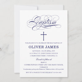 Baptism i blå Elegant Inbjudningar