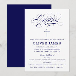 Baptism i blå Elegant Inbjudningar