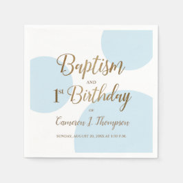Baptism i blå Guld Pojke 1:a födelsedag Anpassning Pappersservett