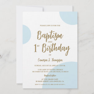 Baptism i Blått Guld Baby och gemensam födelsedags Inbjudningar