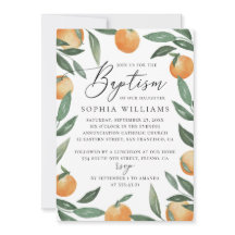 Baptism i blommigt av vattenfärgscitrusfrukter