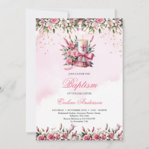 Baptism i blommigt med vattenfärg och ro inbjudningar