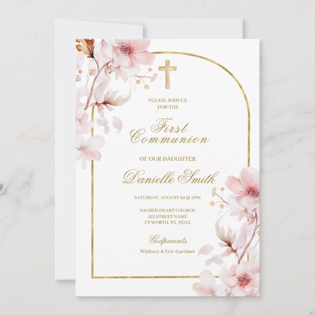 Baptism i Blommigten blommar av körsbär Inbjudningar (Framsida)
