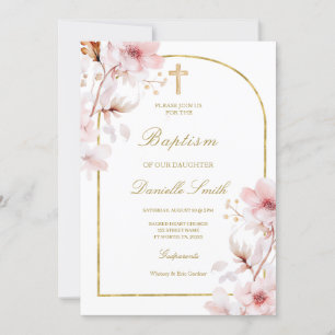 Baptism i Blommigten blommar av körsbär Inbjudningar