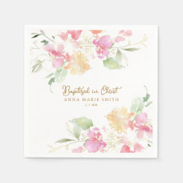 Baptism i Blommigten Kristus Rosa  Anpassningsbar  Pappersservett