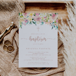 Baptism i Blommigten ro Guld Vår Inbjudningar