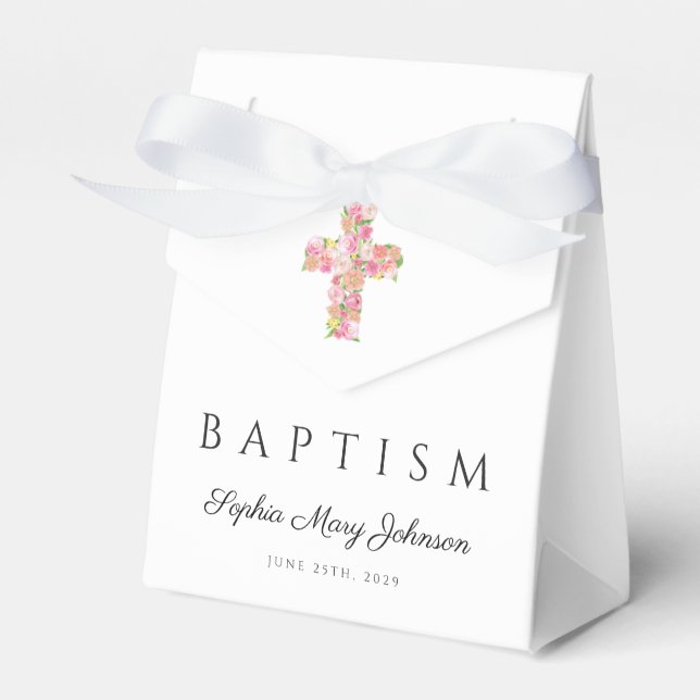 Baptism i Cute Blommigt Kor Religiösa Presentaskar (Framsidan Sidan)