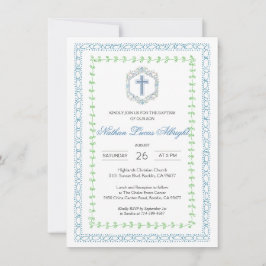 Baptism i den botaniska Vapenskölden Blue Kor Inbjudningar