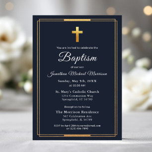 Baptism i den moderna Eleganten Guld Kor Inbjudningar