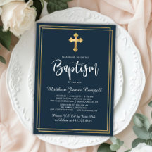 Baptism i den moderna skriften Guld Kor Navy Blue 