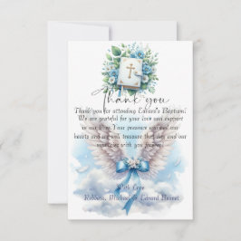 Baptism i elegant Blue Blommigt Kor Tack Kort