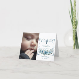 Baptism i elegant Blue Blommigt Kor Tack Kort