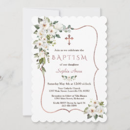 Baptism i elegant Guld Inbjudningar