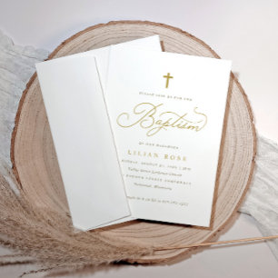 Baptism i elegant Guld Kor Inbjudningar