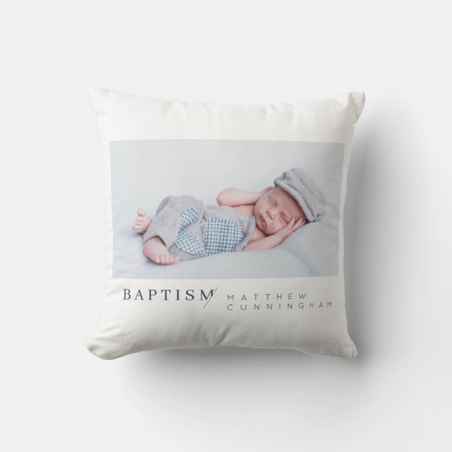 Baptism i foto till hans moderna minimalistiska An Kudde (Framsida)