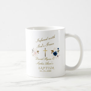 Baptism i gula gula guldfärgade kallvalsade tvilli kaffemugg