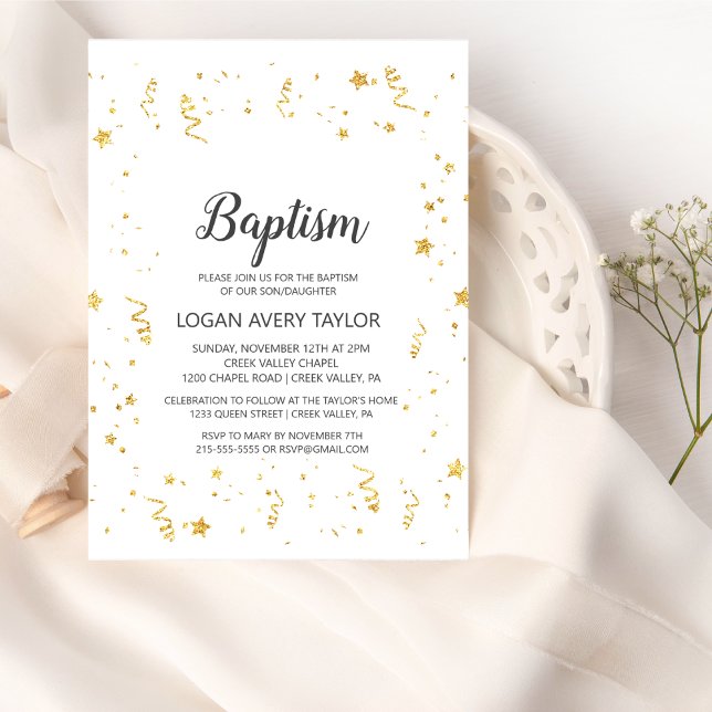 Baptism i guld Firande Inbjudningar (Skapare uppladdad)