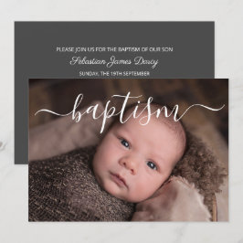 Baptism i handskriven skripttypografi inbjudningar