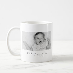 Baptism i hennes moderna minimalistiska foto Namn Kaffemugg