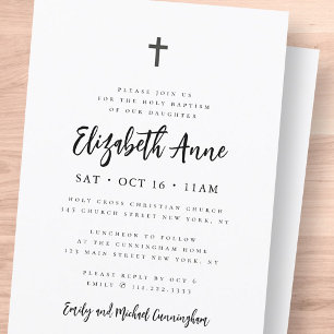 Baptism i hennes moderna minimalistiska Kor Inbjudningar