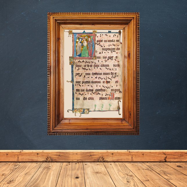 Baptism i Jesus Kristus medeltida Chant Manuscript Poster (Baptism of Jesus Christ - Medieval Chant Manuscript - Catholic Christian Poster)