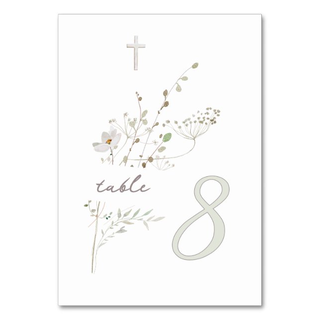 Baptism i känsliga vilda blommor bordsnummer (Framsidan)