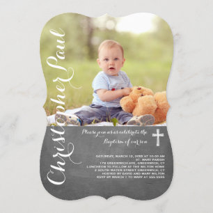 Baptism i kretskort - fotoinbjudan inbjudningar