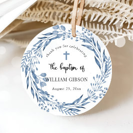 Baptism i ljusblå Blommigtar Gåvor Etiketter