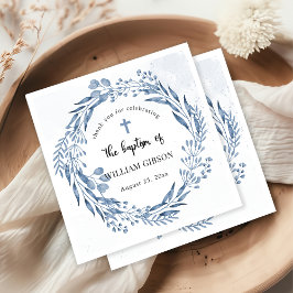 Baptism i ljusblå Blommigtar Pappersservett