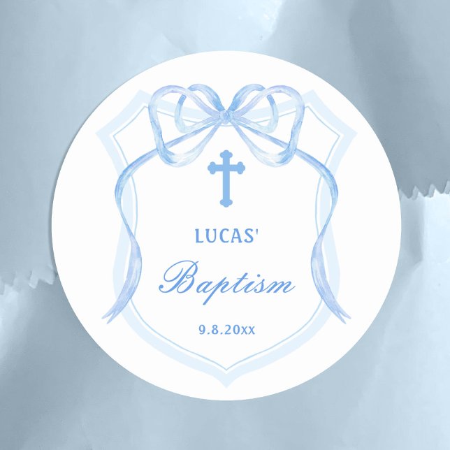 Baptism i ljusblå Vapensköld Runt Klistermärke (Skapare uppladdad)