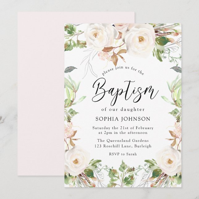  Baptism i Magic White Winter Wonderland Inbjudningar (Fram/baksida)