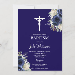 Baptism i marinblått vatten inbjudningar